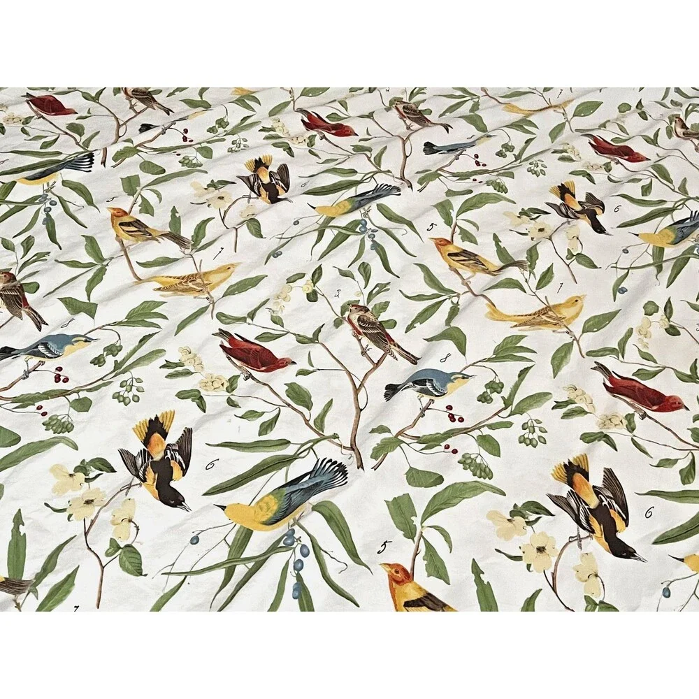 POTTERY BARN Spring Sparrow KING Duvet Cover Birds Botanical Colorful Cotton